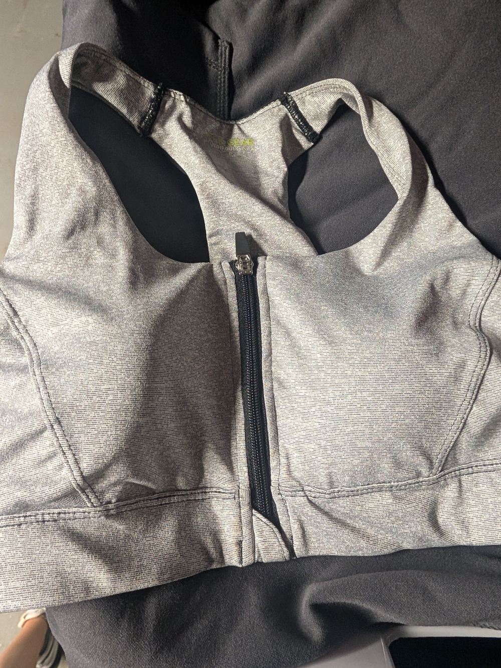 tek gear Front-Zip Racerback Sports Bra Jacket - Heather Gray